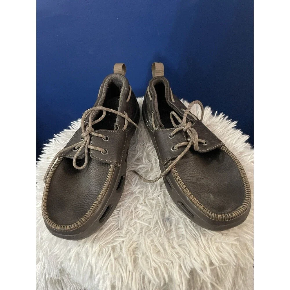 Crocs Mens Top Sider Dark Brown, Light Brown Accents  Size 8